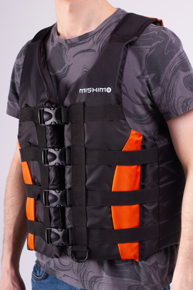 Жилет спасательный MISHIMO PRO Премиум качества Черно-оранжевый в Пушкино
