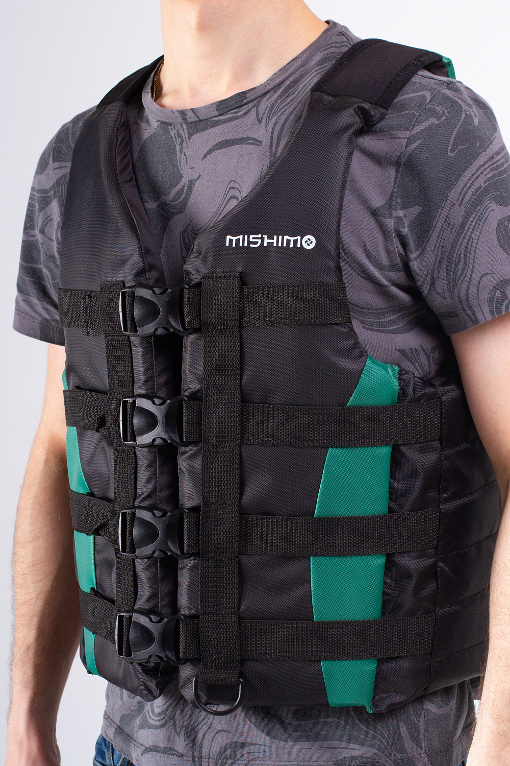 Жилет спасательный MISHIMO PRO Премиум качества Черно-зеленый в Пушкино