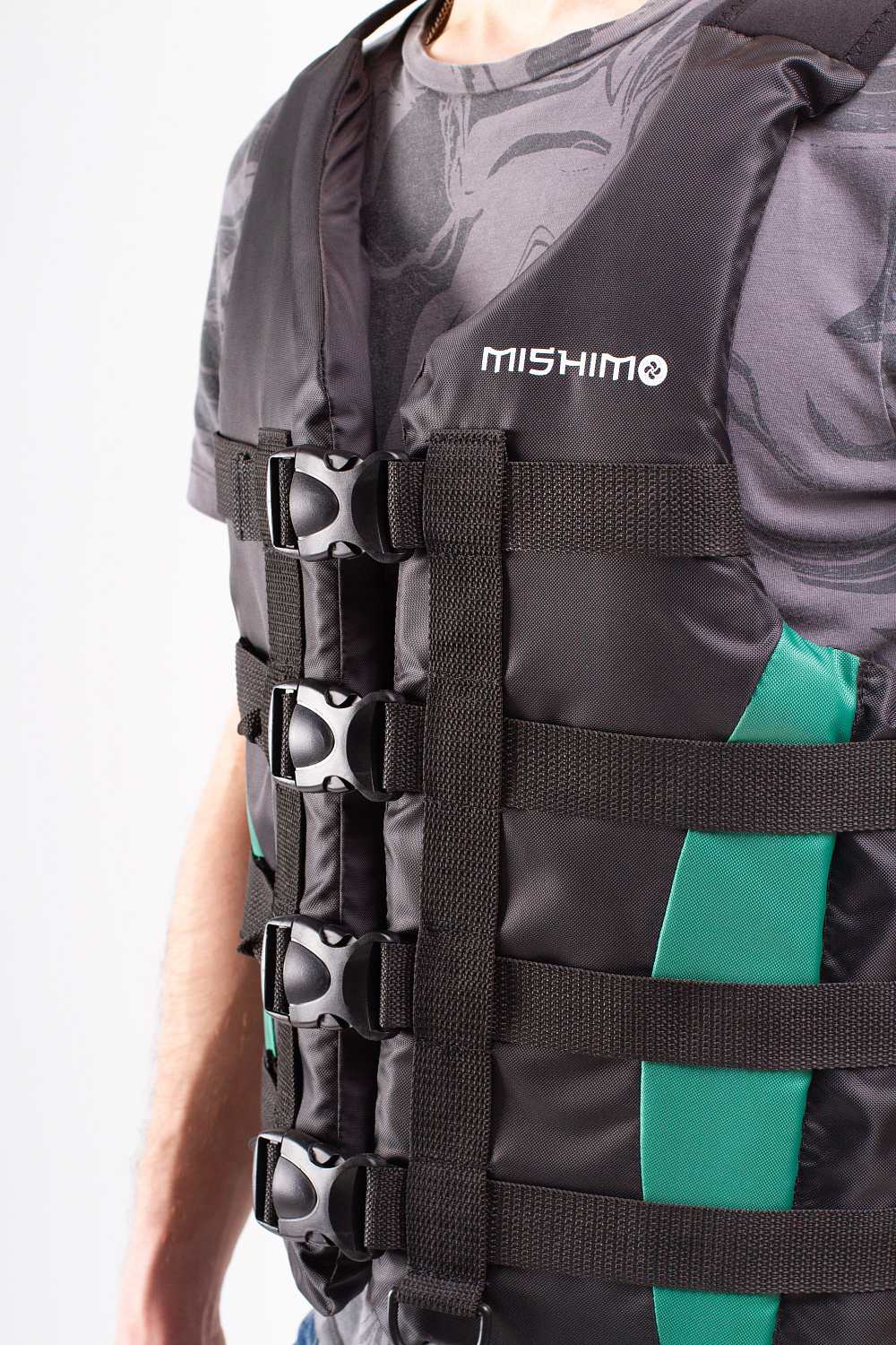 Жилет спасательный MISHIMO PRO Премиум качества Черно-зеленый в Пушкино