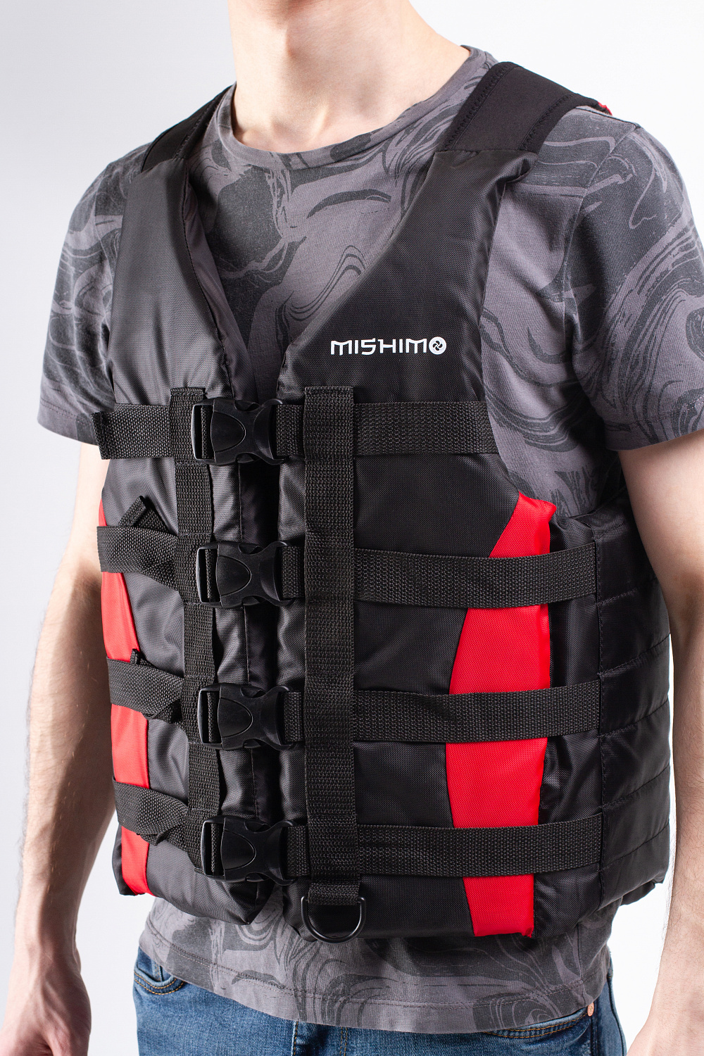 Жилет спасательный MISHIMO PRO Премиум качества Черно-красный в Пушкино